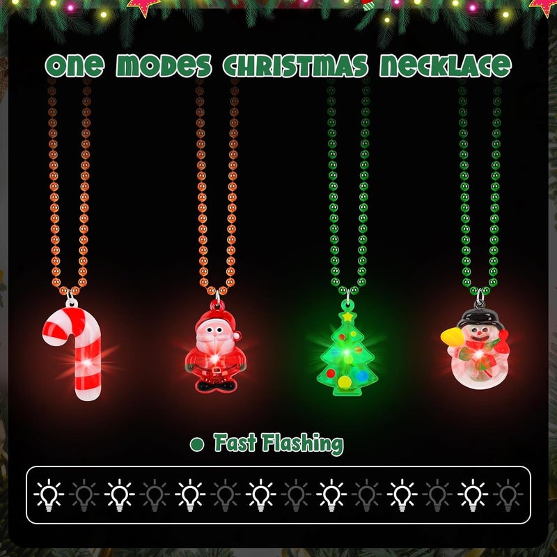 Traplace Store 24 PCS Light Up Christmas Necklace, Xmas Party Supplies, 4 Designs Christmas Necklace, Ugly Sweater Party Favors, Christmas Lights Chain for Church Community Xmas Decorations - Image 2